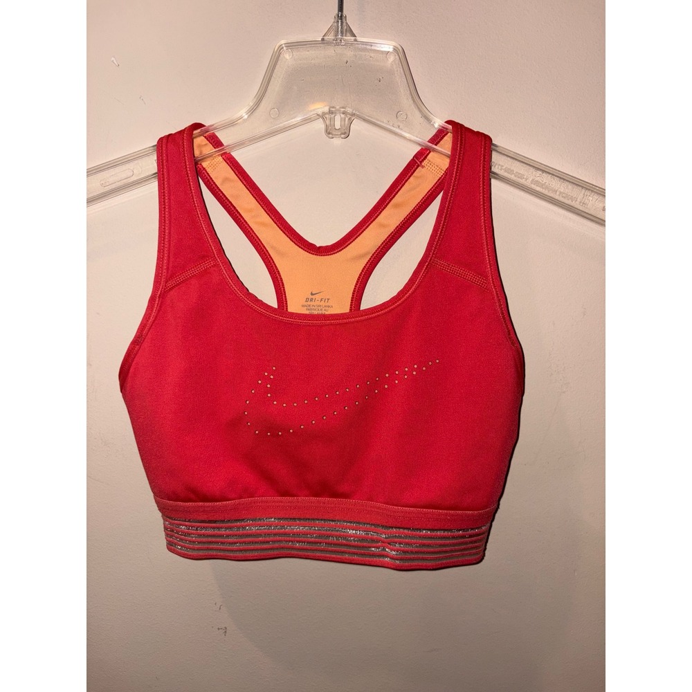 Nike Dri-FIT Red Pink Perforated Swoosh Racerback Sports Bra Small
